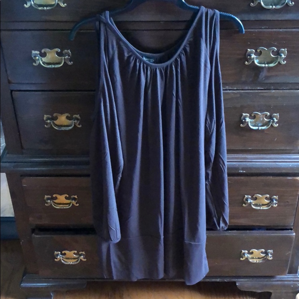 Brown open shoulder tunic